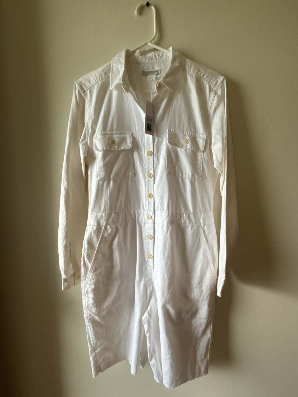 New With Tags Outerknown Long Sleeve Button-Front Utility Jumpsuit